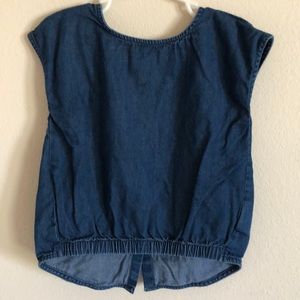 EUC 5T dark chambray tank, buttons down back